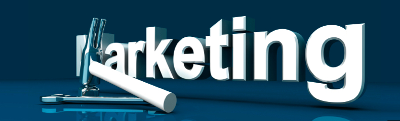 Texte "Marketing" accompagné d’outils, représentant l’analyse et l’optimisation pour mesurer l’efficacité de votre stratégie marketing.